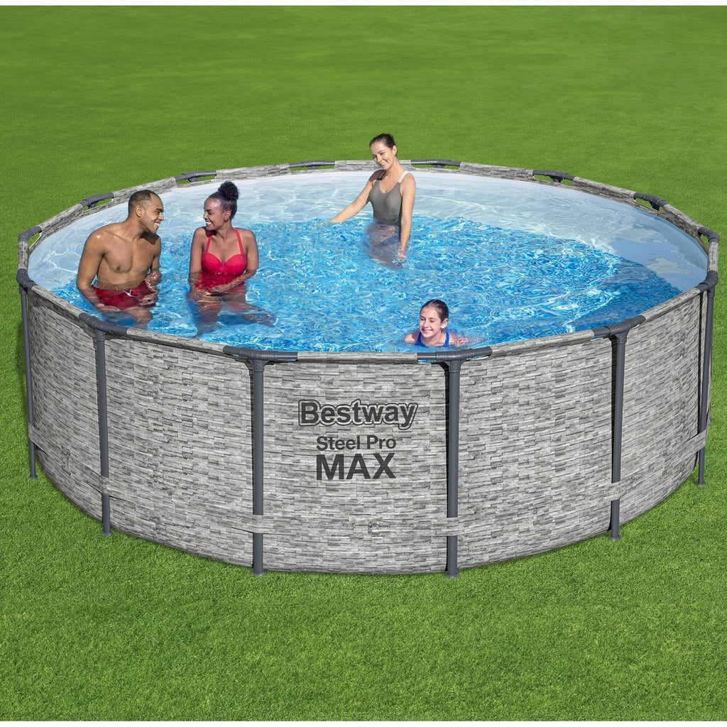 Piscina Fuori Terra Rotonda Bestway Steel Pro MAX con Pompa e Copertura