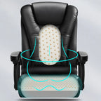 Sedia da ufficio girevole ergonomica in pelle nera con poggiapiedi