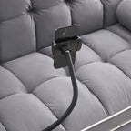 Divano letto trasformabile a 2 posti in velluto da 140 cm con letto estraibile, reclinabile, tasche laterali e supporto per telefono