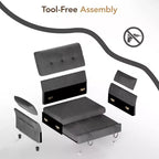 Dyonery Divano Letto Convertibile 3-in-1, Divano Letto Estraibile con Tasca Laterale e Schienale Regolabile, Montaggio Senza Attrezzi, Divanetto Pieghevole