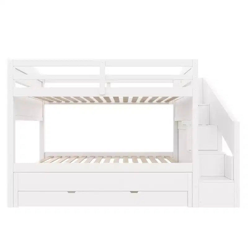 Whisen Letto a castello Twin XL con rotelle estraibili, letto a castello con contenitore, letto a castello in legno massello, scala con contenitore, armadio, 3 cassetti, per bambini