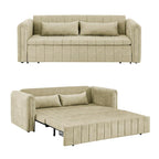 Divano letto moderno convertibile imbottito in velluto con braccioli arrotolati decorati con borchie in rame