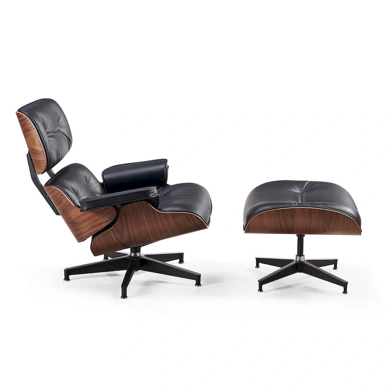 Poltrona reclinabile Mid-Century Modern in pelle