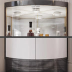 Mobile Bar Angolare con Scaffali Multipli in Vetro e Metallo per Esposizione