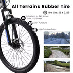 Mountain bike Okak 26" con freni a disco, bici per adulti a 21 velocità con telaio durevole e doppia sospensione posteriore, bicicletta per ciclismo urbano