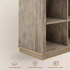 Libreria organizer a 8 cubi, libreria orizzontale rustica, libreria in legno da 62 pollici per ingresso, librerie lunghe e basse per soggiorno