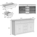 59.1'' Credenza Buffet Bianco Laccato Moderno Metà Secolo Contemporaneo