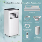Condizionatore Portatile 3-in-1 Costway 8000 BTU con Ventilatore Deumidificatore e Modalità Notte