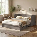 Mjkone Letto a Scomparsa Convertibile Matrimoniale Queen Size con Ricarica USB, Cassetti Contenitori, Materasso Escluso
