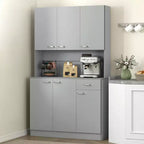 71 Armadio dispensa da cucina, mobile contenitore alto con supporto per microonde, credenza da cucina moderna, 3 ripiani regolabili per soggiorno, sala da pranzo