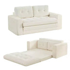 Mjkone Divano letto futon convertibile 2 in 1 da 180 cm, in tessuto a coste, pieghevole, con bottoni trapuntati, divanetto salvaspazio
