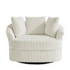 Set di 2 Poltrone Girevoli a Barilotto Oversize da 43" in Velluto a Coste Felpato con Cuscini