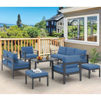 AECOJOY Set di mobili da giardino a 7 pezzi in alluminio Set da conversazione per esterni