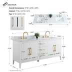 Mobile lavabo doppio Vanity Art 72 per bagno con piano in marmo composito