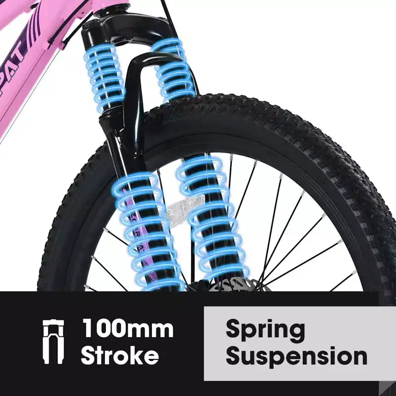 Okak Bici da montagna 24/26 pollici con 21 velocità e freni a doppio disco, bicicletta per bambini con sospensione anteriore da 100 mm, Dirt Bike per adolescenti e donne