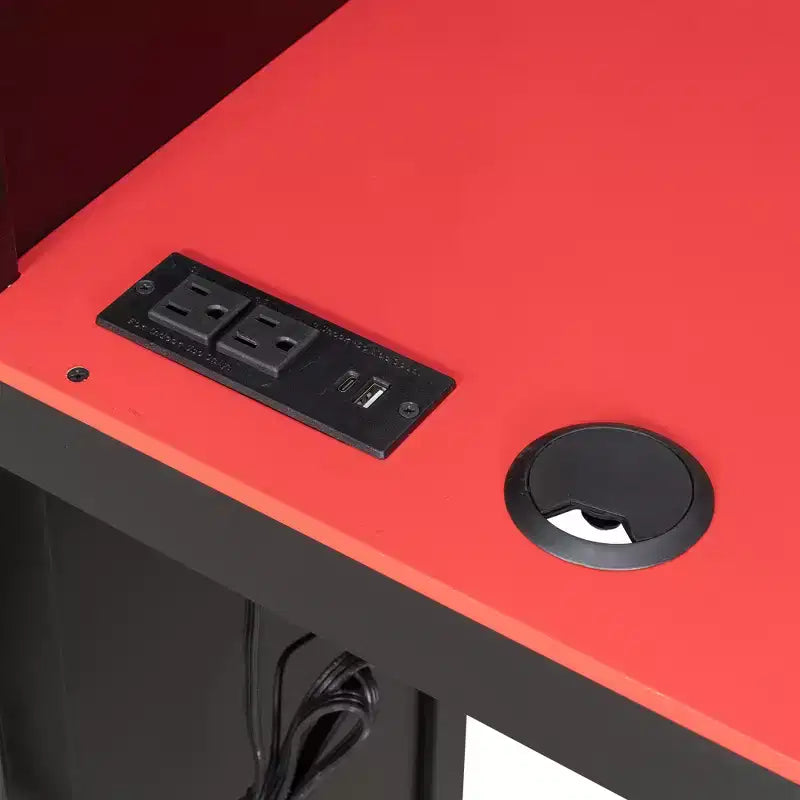 Letto a soppalco a L da gaming con scrivanie, letti a soppalco doppi con luci LED, porte USB, scaffali portaoggetti, letto a soppalco ad angolo in legno per 2