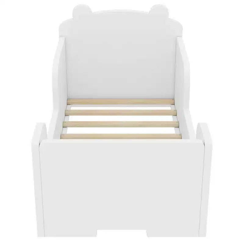 Letto a terra a forma di orso Okak per bambini dai 3 ai 6 anni, telaio per lettino con sponda di sicurezza, grazioso letto per bambini a forma di animale