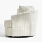Set di 2 Poltrone Girevoli a Barilotto Oversize da 43" in Velluto a Coste Felpato con Cuscini