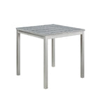 Set da pranzo moderno di 5 pezzi con tavolo quadrato ad altezza bancone e 4 sedie imbottite