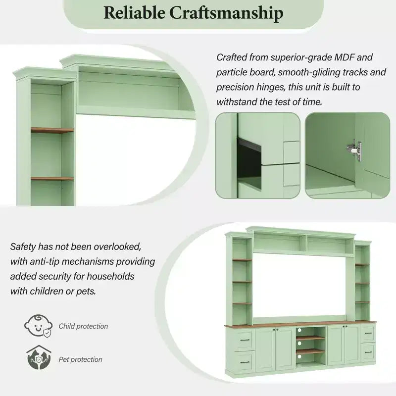 ModernLuxe Mobile TV da Parete 4 in 1 per Stile Rustico, Adatto a TV Fino a 70 Pollici, Consolle Multimediale con Ripiani Regolabili e Cassetti