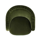 Poltrona Jennifer Taylor Home Serena 31,5" con schienale a botte arricciato e frange Bullion, velluto performance verde oliva