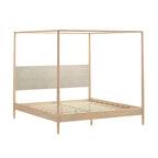 Letto a baldacchino Harbor King con testiera imbottita, biondo/Swiss Coffee (MD2411-01)