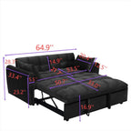 64,96 Velvet Divano Letto Convertibile 3-in-1 con Schienale Regolabile, Tasca Portaoggetti e Capacità di Carico di 227 kg