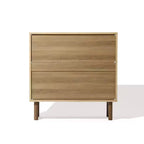 Credenza Mid-Century Modern con 2 ante in corda e gambe in legno, colore naturale