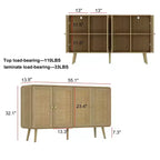Mobile Contenitore di Ispirazione Boho con Ante in Rattan Intrecciato e Maniglie Dorate - Versatile per Camera da Letto, Studio, Ristorante e Soggiorno