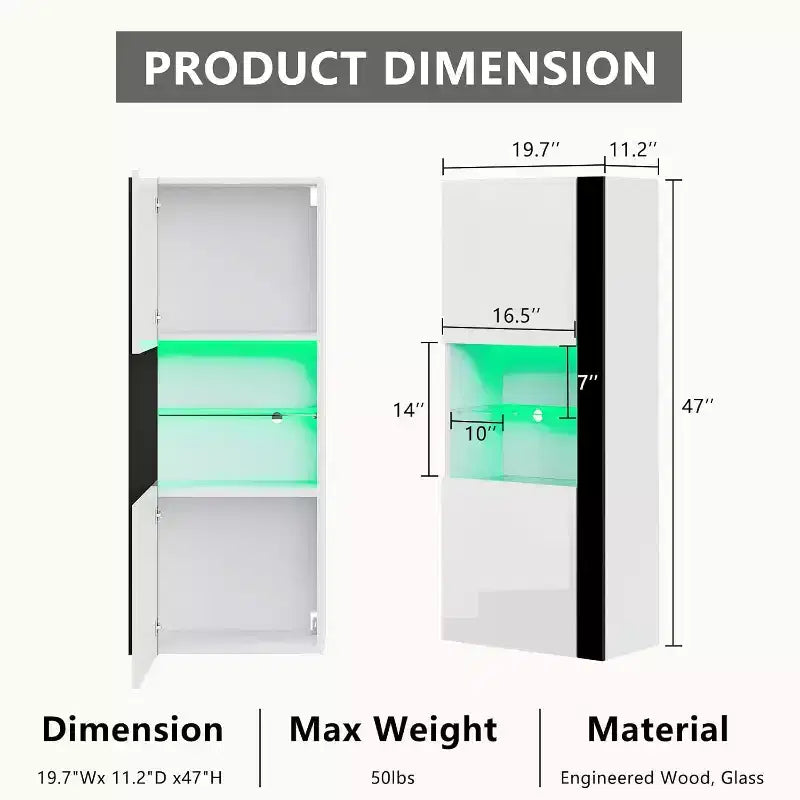 Pensili da Parete con Luci a LED, Armadietti Pensili Moderni per Soggiorno/Camera da Letto, 2 Pezzi