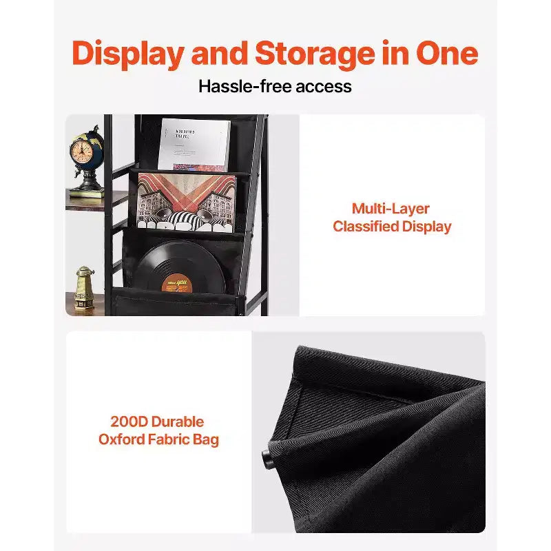 Supporto per giradischi, supporto per dischi in vinile a 3 livelli in metallo, contiene fino a 280 album, supporto per giradischi con porta dischi e scaffale espositore per vinili, nero