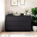 MAYEERTY 6 Drawers Black Dresser Modern with Spacious Countertop Concealed Handles 6 Deep Drawers for Living Room Entryway