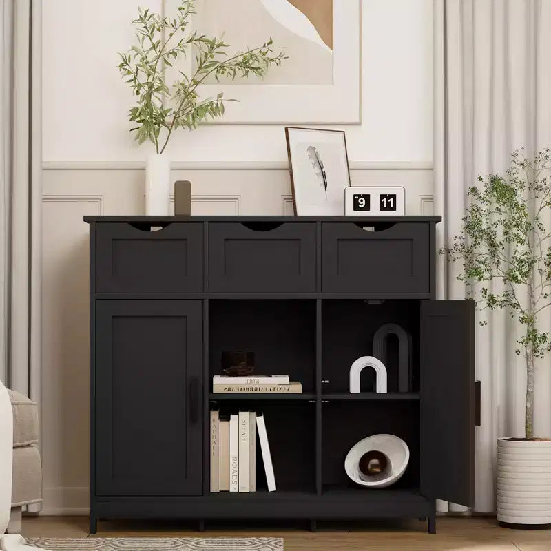 MAYEERTY Storage Cabinets with Drawers and Shelves Accent Cabinets for Living Room Black