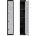 72 Metal Storage Cabinet with 4 Door, Lockers for Employees Students with Shelves, Metal Storage Steel Locker for School Office Gym, Grey+Black