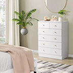 Comodino a 6 cassetti Karl Home in truciolato bianco, 66 cm L