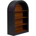 Vetrina ad Arco Antica, Credenza con 4 Ripiani, Mobile Contenitore Indipendente per Soggiorno, Corridoio e Ufficio, Nero
