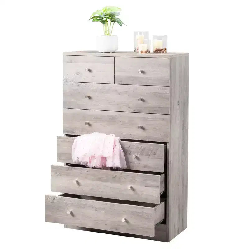 Cassettiera Karl Home a 7 cassetti in truciolato grigio, larghezza 66 cm