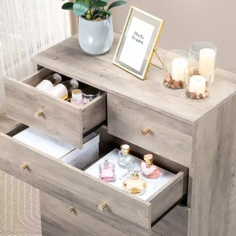 Cassettiera Karl Home a 7 cassetti in truciolato grigio, larghezza 66 cm