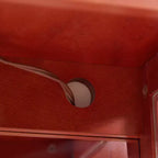 Vetrina ad Angolo Illuminata con Ante e Ripiani in Vetro Temperato - Elegante Mobile Espositivo Color Ciliegio con Lampadina per l'Arredamento di Soggiorno e Camera da Letto