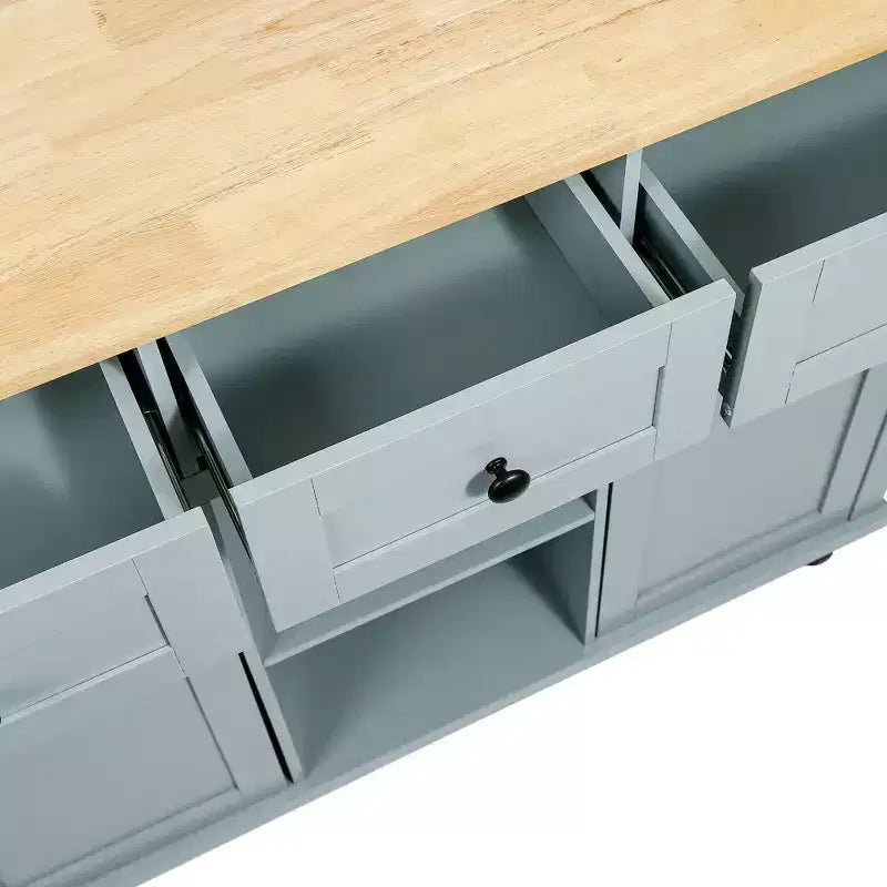 Credenza da Cucina con 5 Ruote, 2 Ante e Ripiani Interni, Mobile per Sala da Pranzo, Cucina