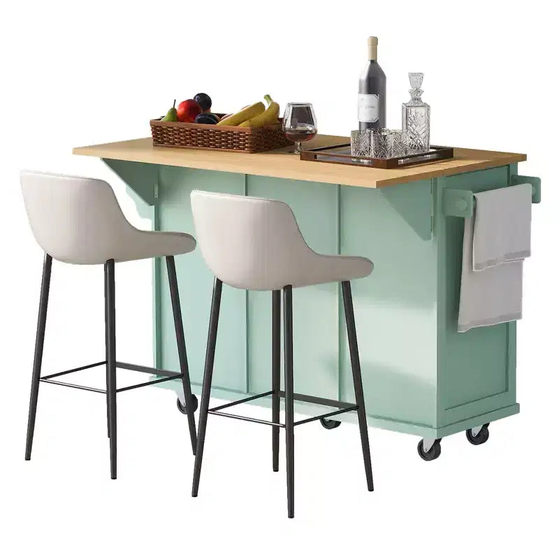 Credenza da Cucina con 5 Ruote, 2 Ante e Ripiani Interni, Mobile per Sala da Pranzo, Cucina