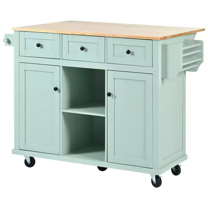 Credenza da Cucina con 5 Ruote, 2 Ante e Ripiani Interni, Mobile per Sala da Pranzo, Cucina