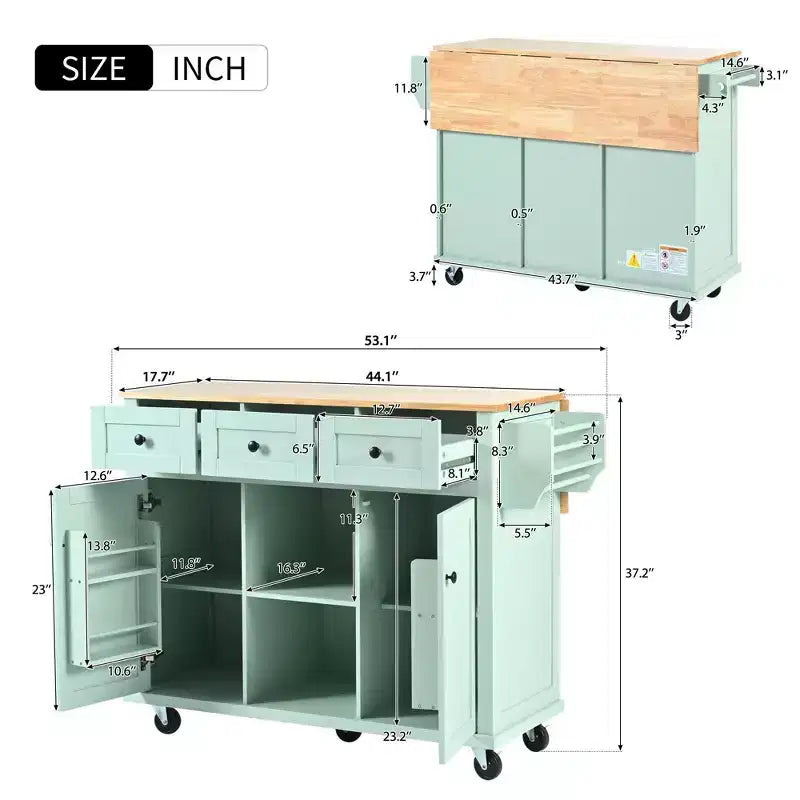 Credenza da Cucina con 5 Ruote, 2 Ante e Ripiani Interni, Mobile per Sala da Pranzo, Cucina