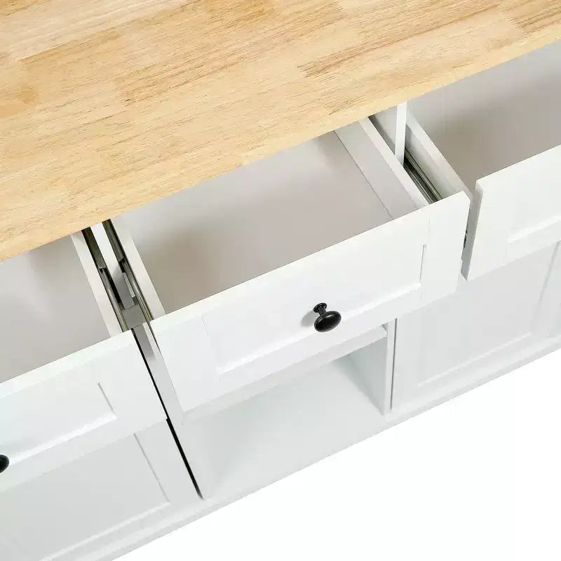 Credenza da Cucina con 5 Ruote, 2 Ante e Ripiani Interni, Mobile per Sala da Pranzo, Cucina