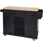 Credenza da Cucina con 5 Ruote, 2 Ante e Ripiani Interni, Mobile per Sala da Pranzo, Cucina