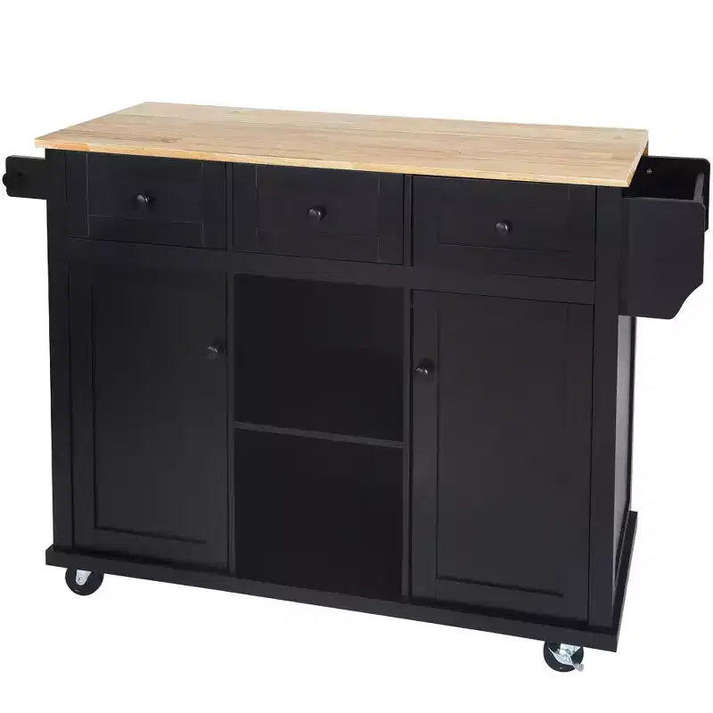Credenza da Cucina con 5 Ruote, 2 Ante e Ripiani Interni, Mobile per Sala da Pranzo, Cucina