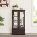 Okak Display Cabinet, Storage Cabinet with 2 Glass Doors and 1 Drawers, Freestanding Cabinet for Living Room, Hallway, Office
