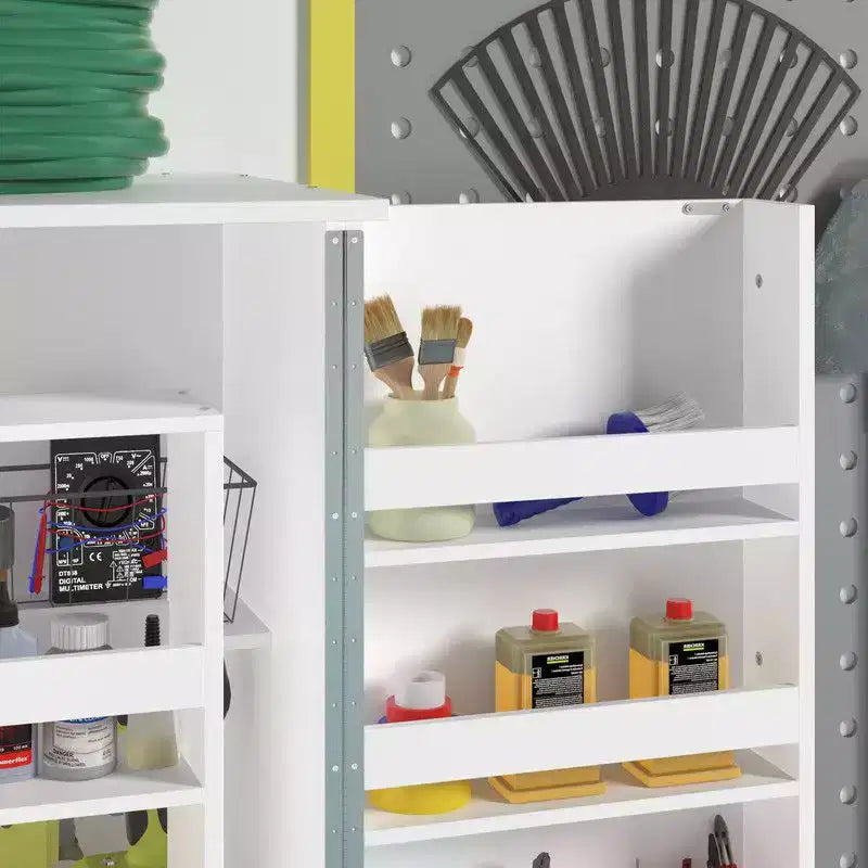 Mobiletto portaoggetti da garage Famapy con ripiani girevoli e scomparti sulla porta, organizer multistrato, costruzione robusta, per attrezzi e forniture da giardino