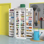Mobiletto portaoggetti da garage Famapy con ripiani girevoli e scomparti sulla porta, organizer multistrato, costruzione robusta, per attrezzi e forniture da giardino
