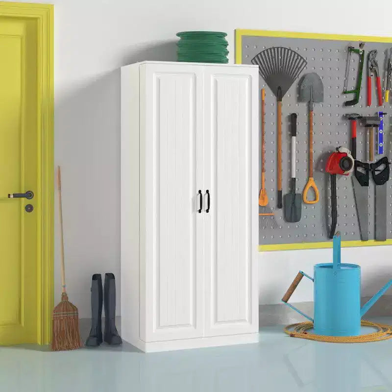 Mobiletto portaoggetti da garage Famapy con ripiani girevoli e scomparti sulla porta, organizer multistrato, costruzione robusta, per attrezzi e forniture da giardino